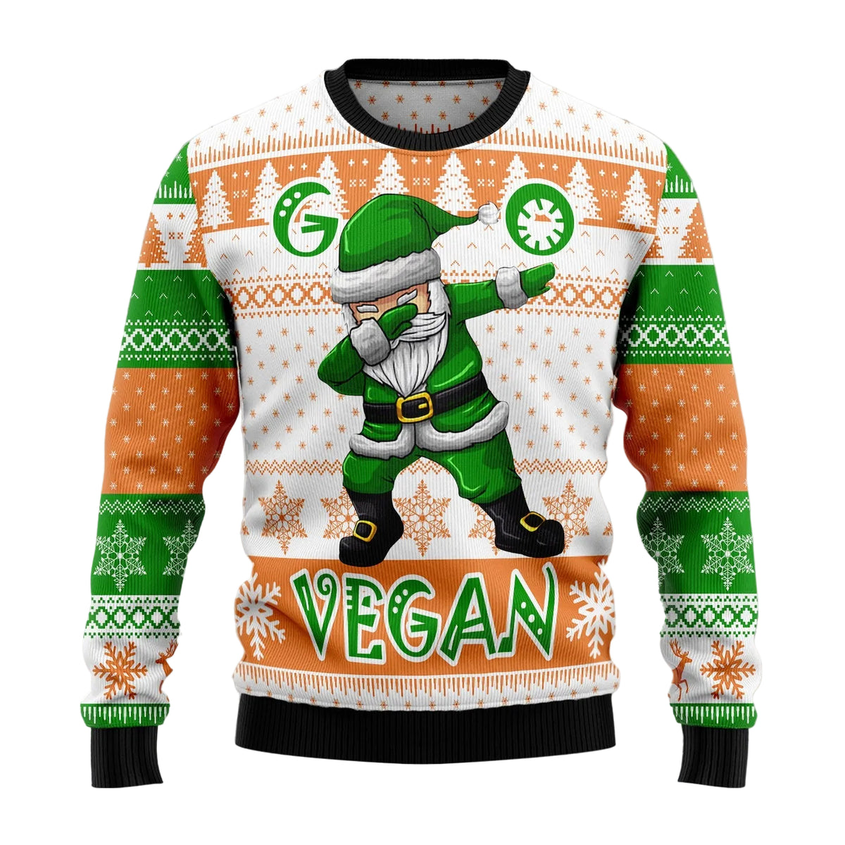 Go Vegan Ugly Christmas Sweater, Plant Based Lifestyle Holiday Party Outfit and Christmas Gift for Vegans