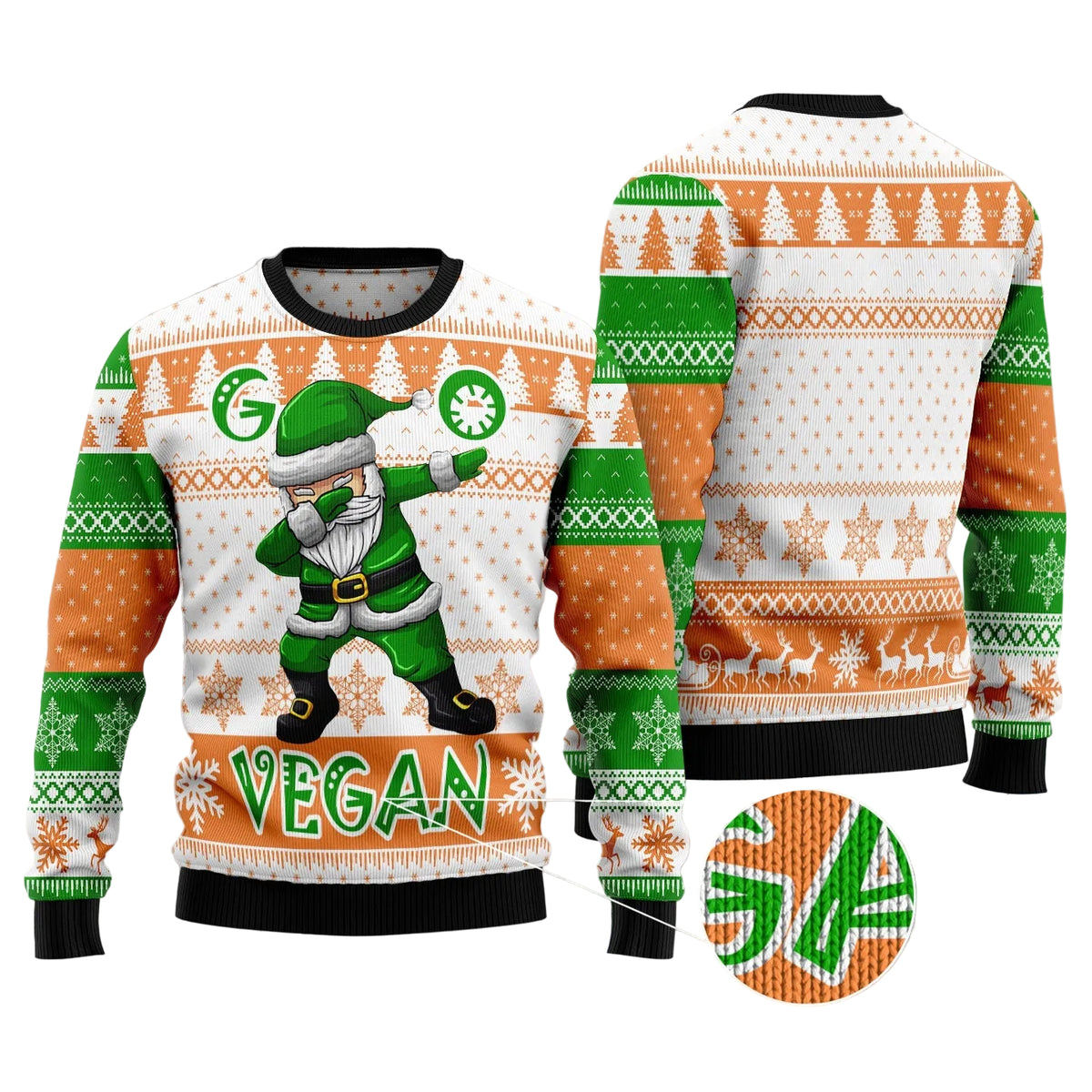 Go Vegan Ugly Christmas Sweater, Plant Based Lifestyle Holiday Party Outfit and Christmas Gift for Vegans