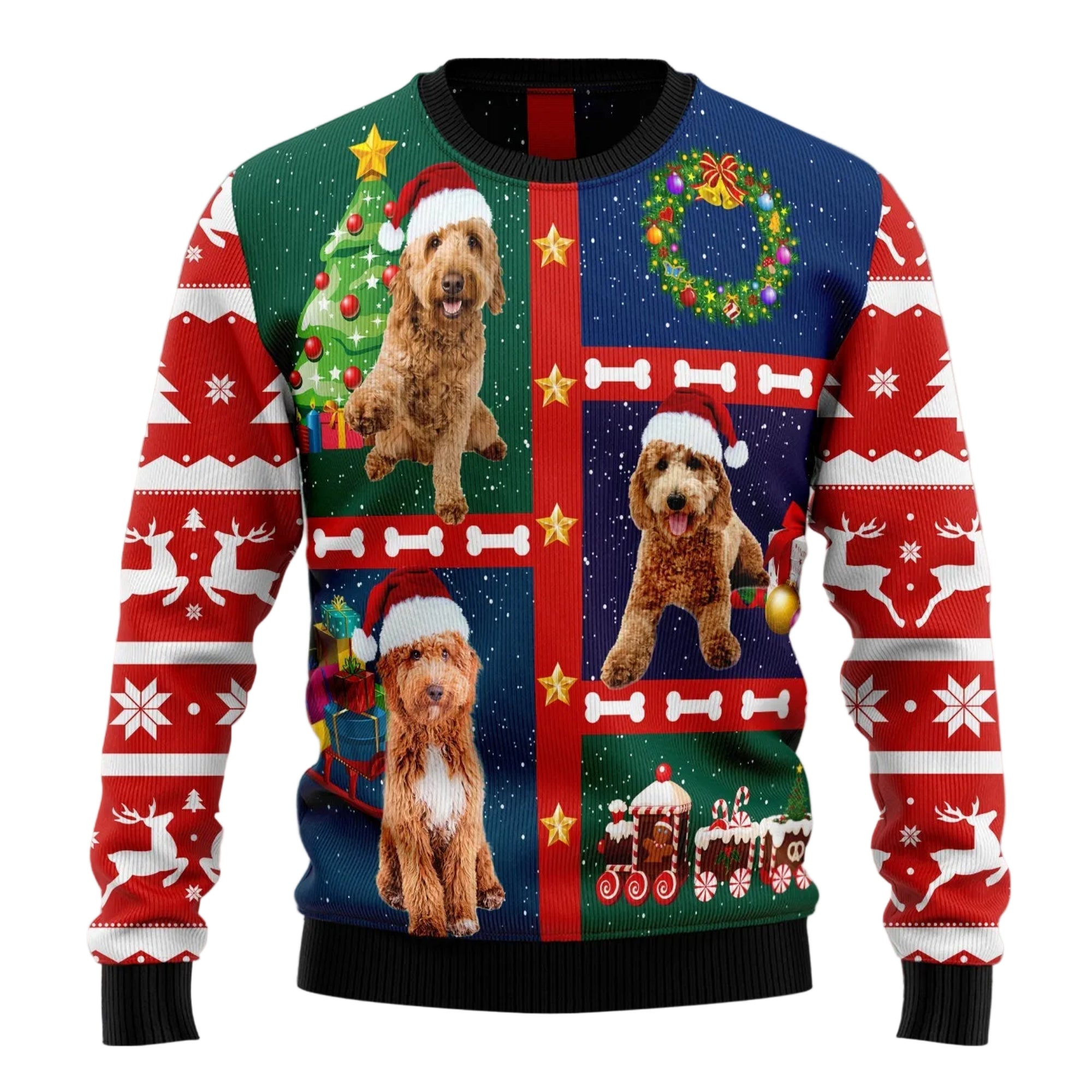 Cute Goldendoodle Ugly Christmas Sweater for Men and Women, Funny Holiday Party Gift for Goldendoodle Dog Lovers