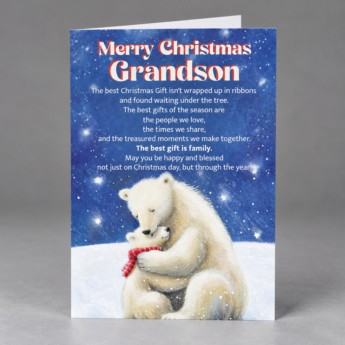 Christmas Card for Grandson from Grandma or Grandpa – Holiday Greeting with Envelope and Seal