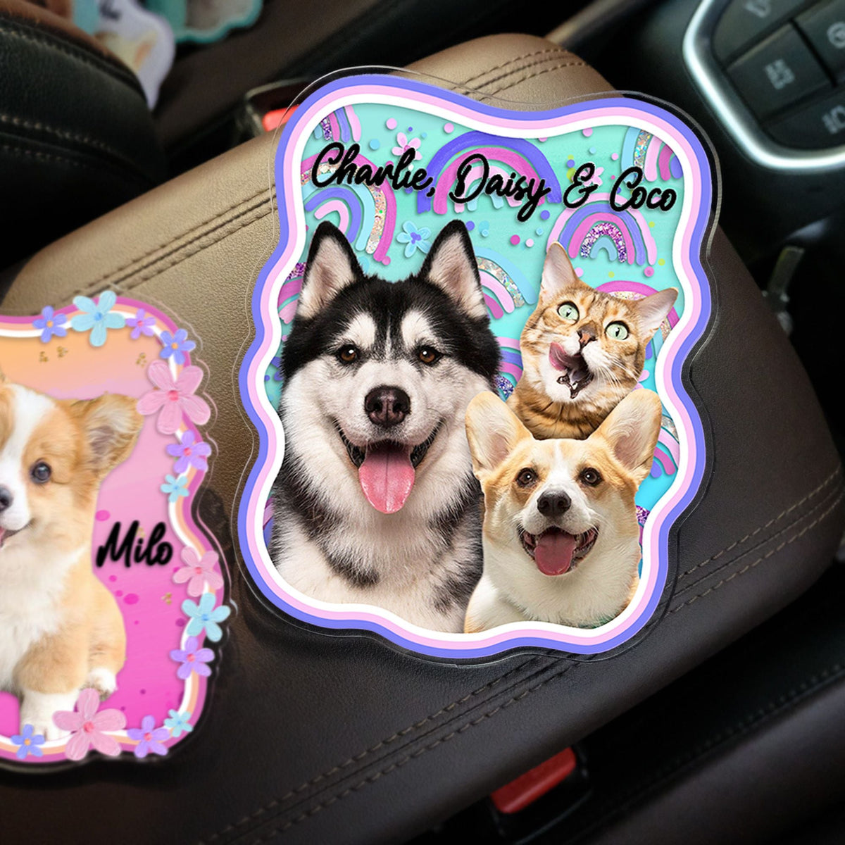 Pet Photo Boho Style Car Visor Clip