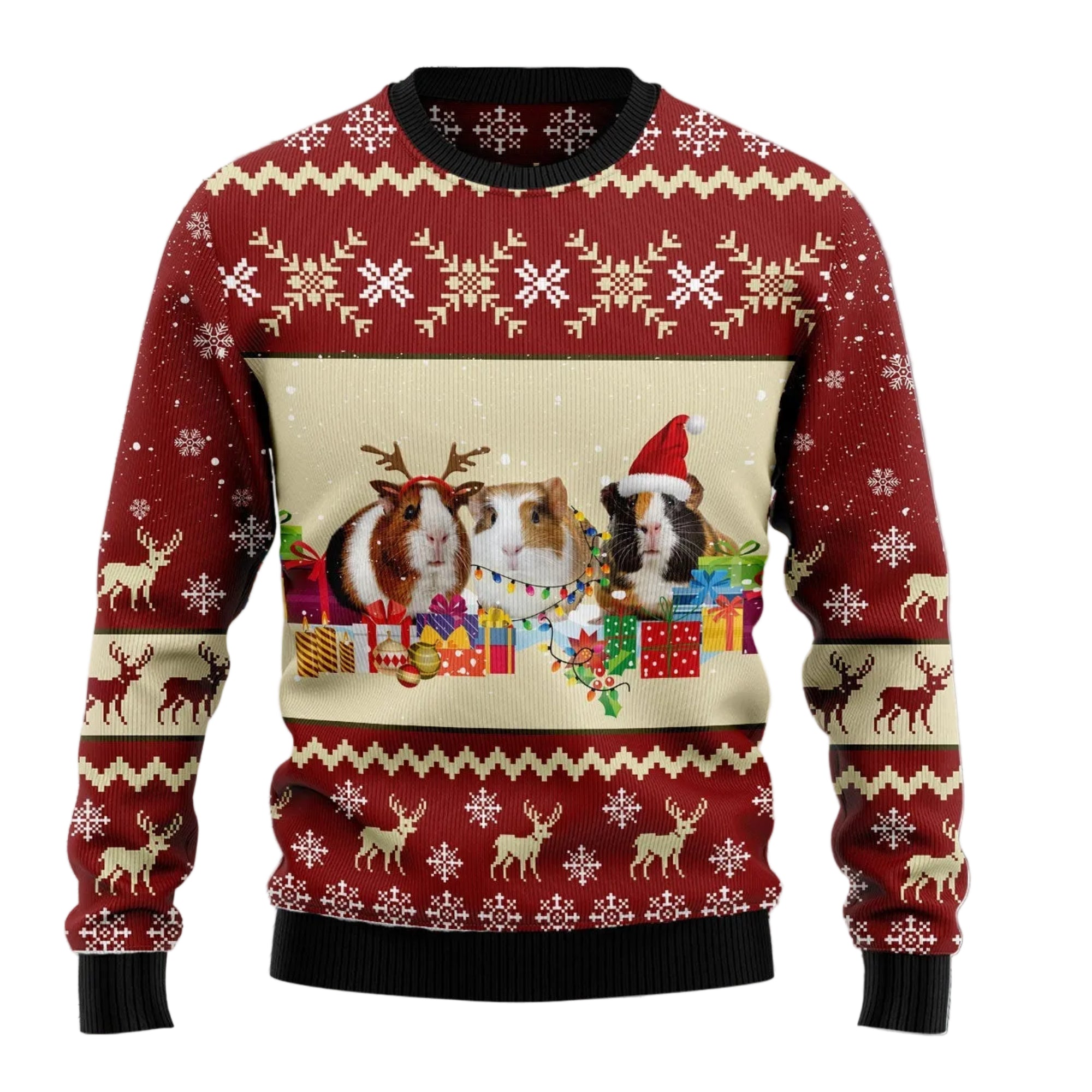 Guinea Pig Snow Ugly Christmas Sweater, Cute Pet Lover Holiday Party Outfit for Men and Women, Christmas Gift