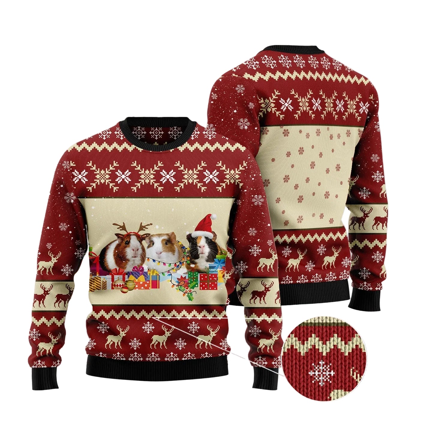 Guinea Pig Snow Ugly Christmas Sweater, Cute Pet Lover Holiday Party Outfit for Men and Women, Christmas Gift