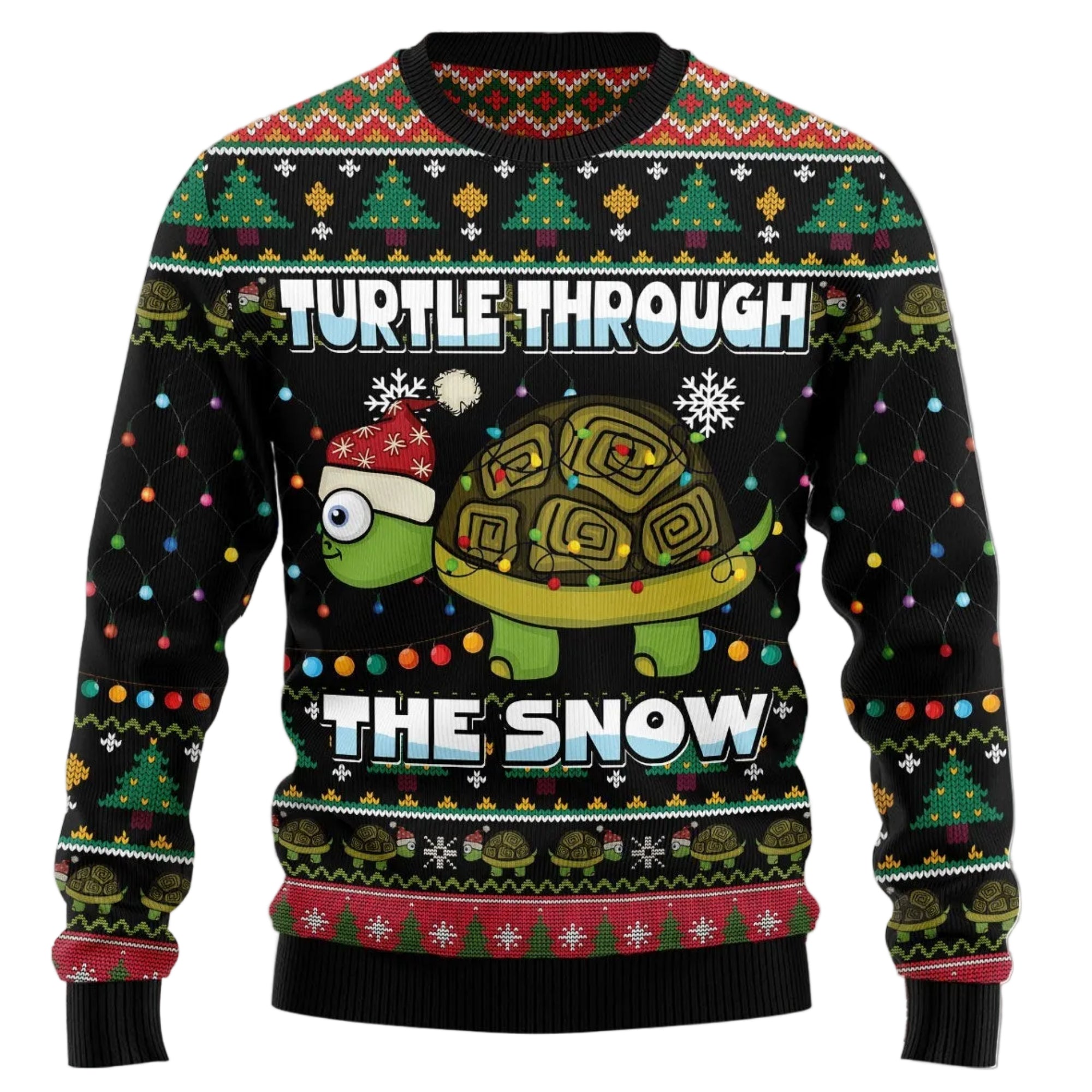 Turtle Through the Snow Ugly Christmas Sweater for Men and Women, Funny Xmas Party Outfit, Gift for Turtle Lovers