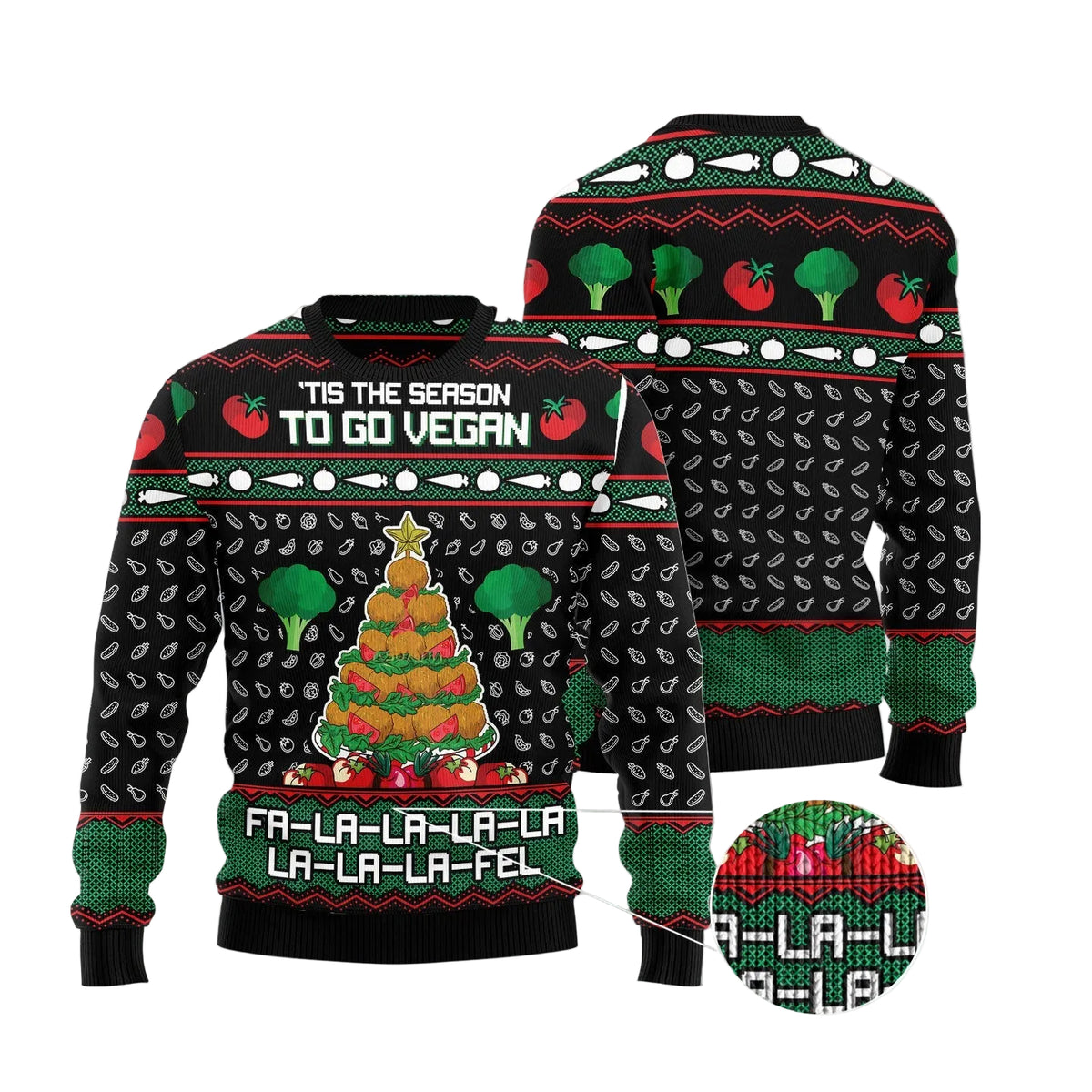 Vegan Christmas Ugly Christmas Sweater, Holiday Party Pullover for Men and Women, Gift for Vegan Lifestyle Fans