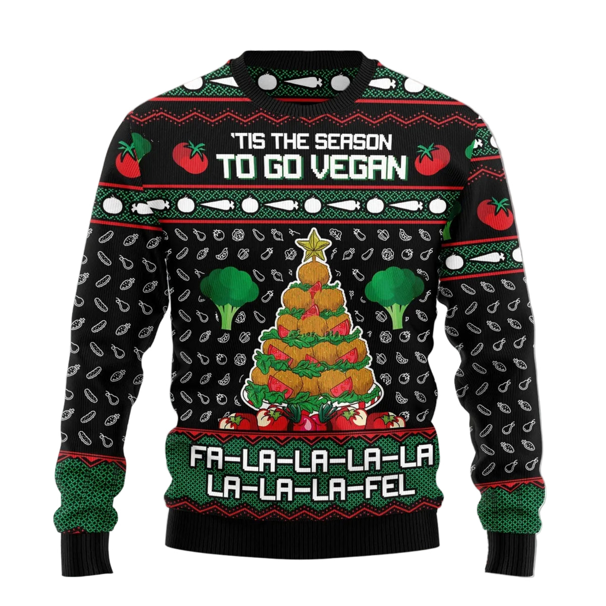 Vegan Christmas Ugly Christmas Sweater, Holiday Party Pullover for Men and Women, Gift for Vegan Lifestyle Fans