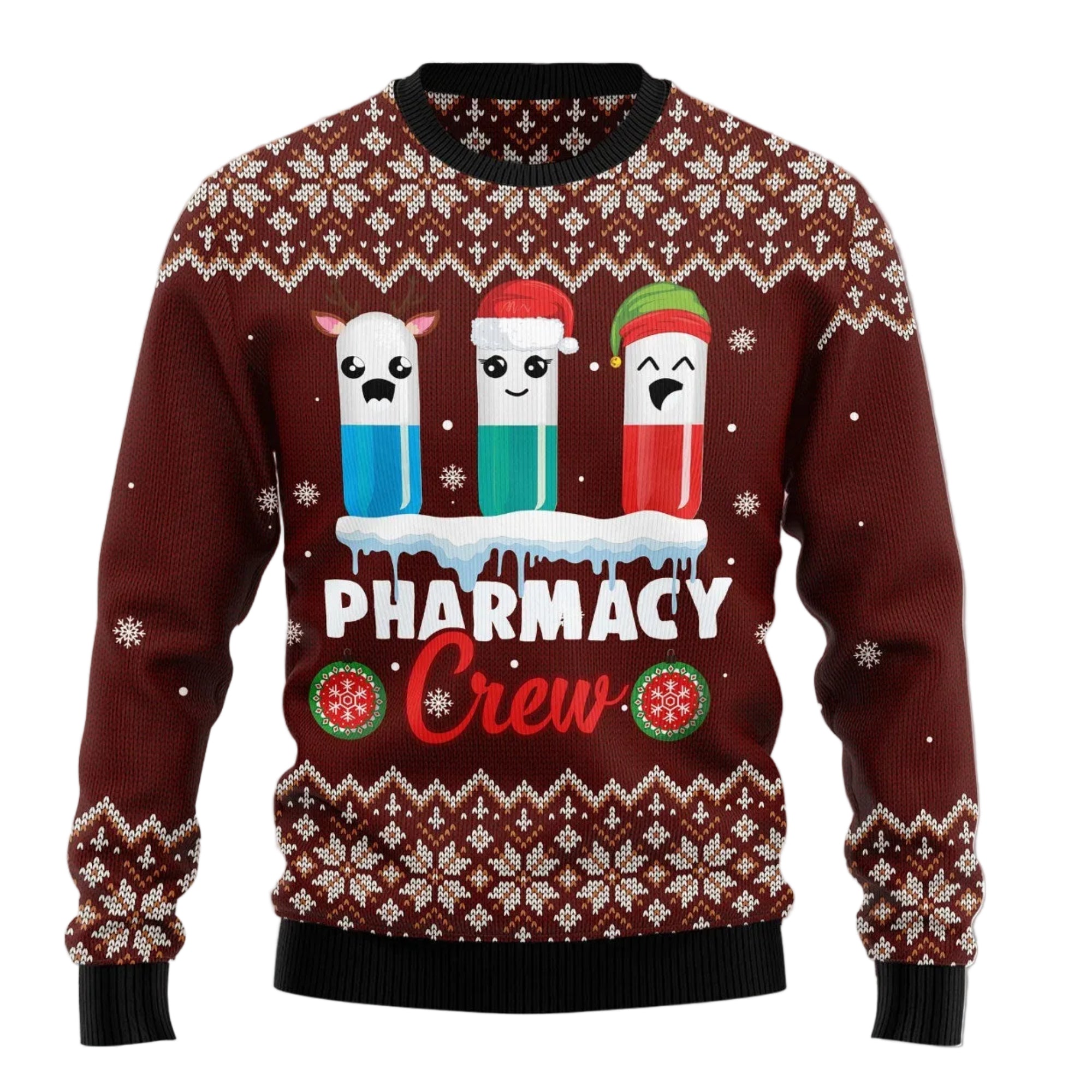 Christmas Pharmacy Crew Ugly Christmas Sweater, Pharmacist Holiday Party Outfit and Gift for Pharmacy Technicians