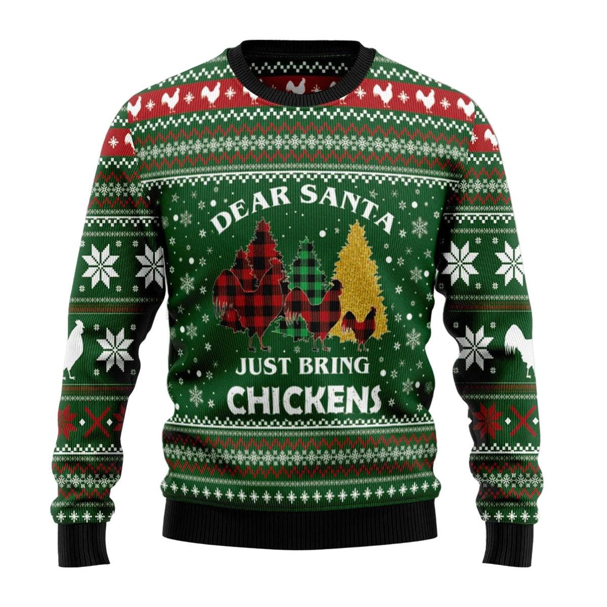 Dear Santa Just Bring Chickens Ugly Christmas Sweater, Funny Poultry Lover Holiday Outfit and Chicken Keeper Gift