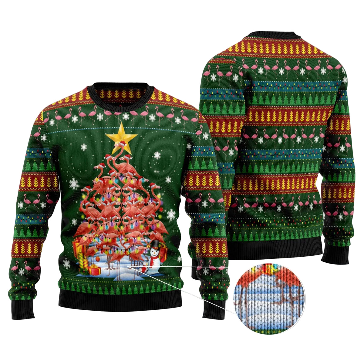 Flamingo Christmas Tree Ugly Christmas Sweater, Tropical Bird Lover Holiday Party Outfit and Festive Gift