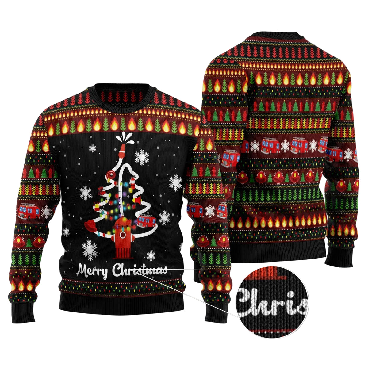 Merry Christmas Firefighter Ugly Christmas Sweater, Funny Christmas Gift for Firefighters and First Responders