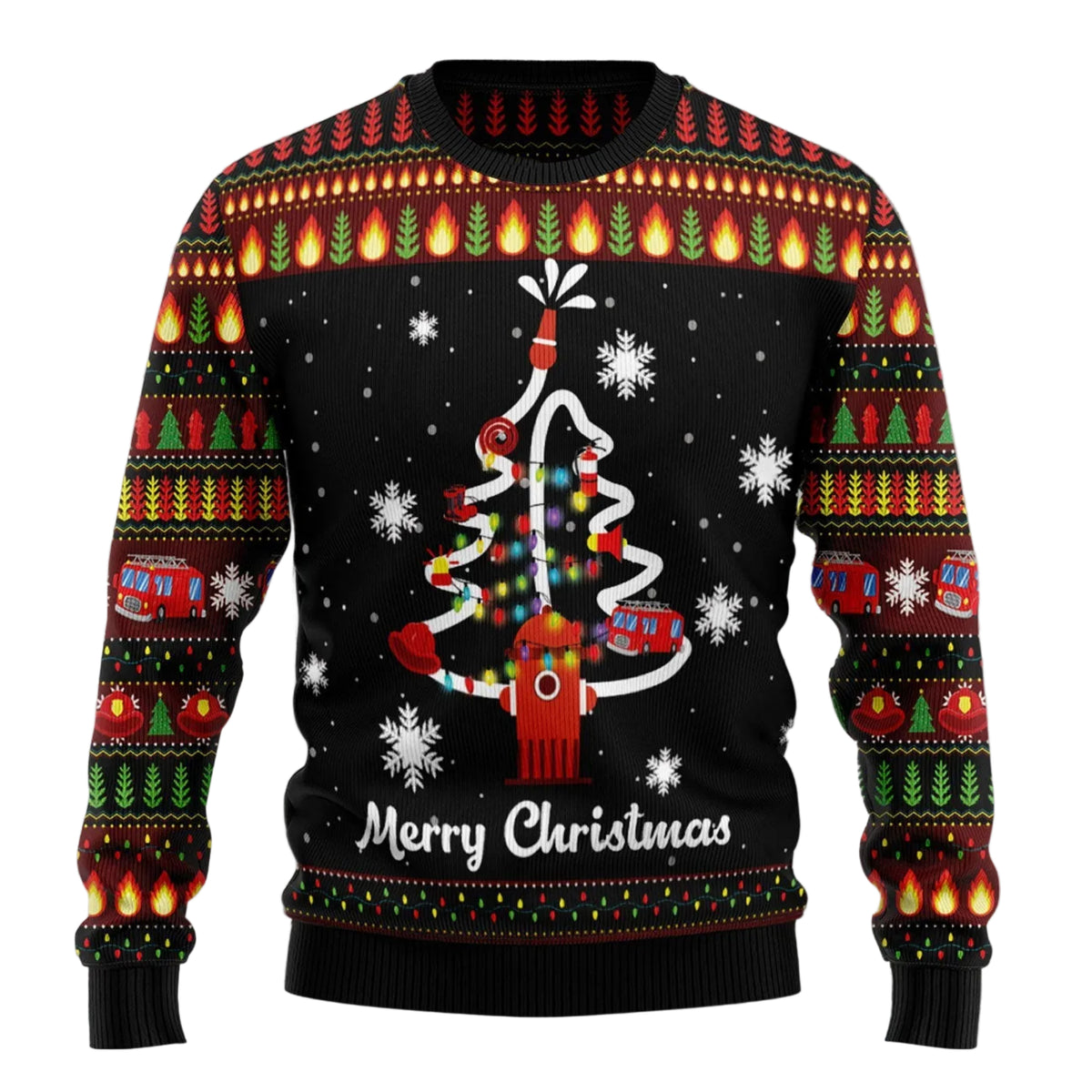 Merry Christmas Firefighter Ugly Christmas Sweater, Funny Christmas Gift for Firefighters and First Responders