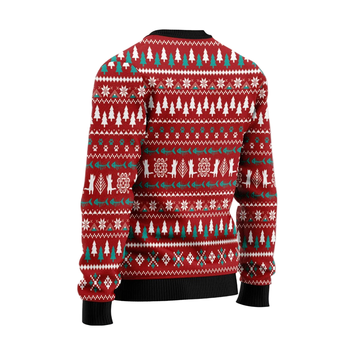 Meowy Christmas Cat Ugly Christmas Sweater, Funny Feline Lover Holiday Party Outfit and Gift for Cat Mom and Dad