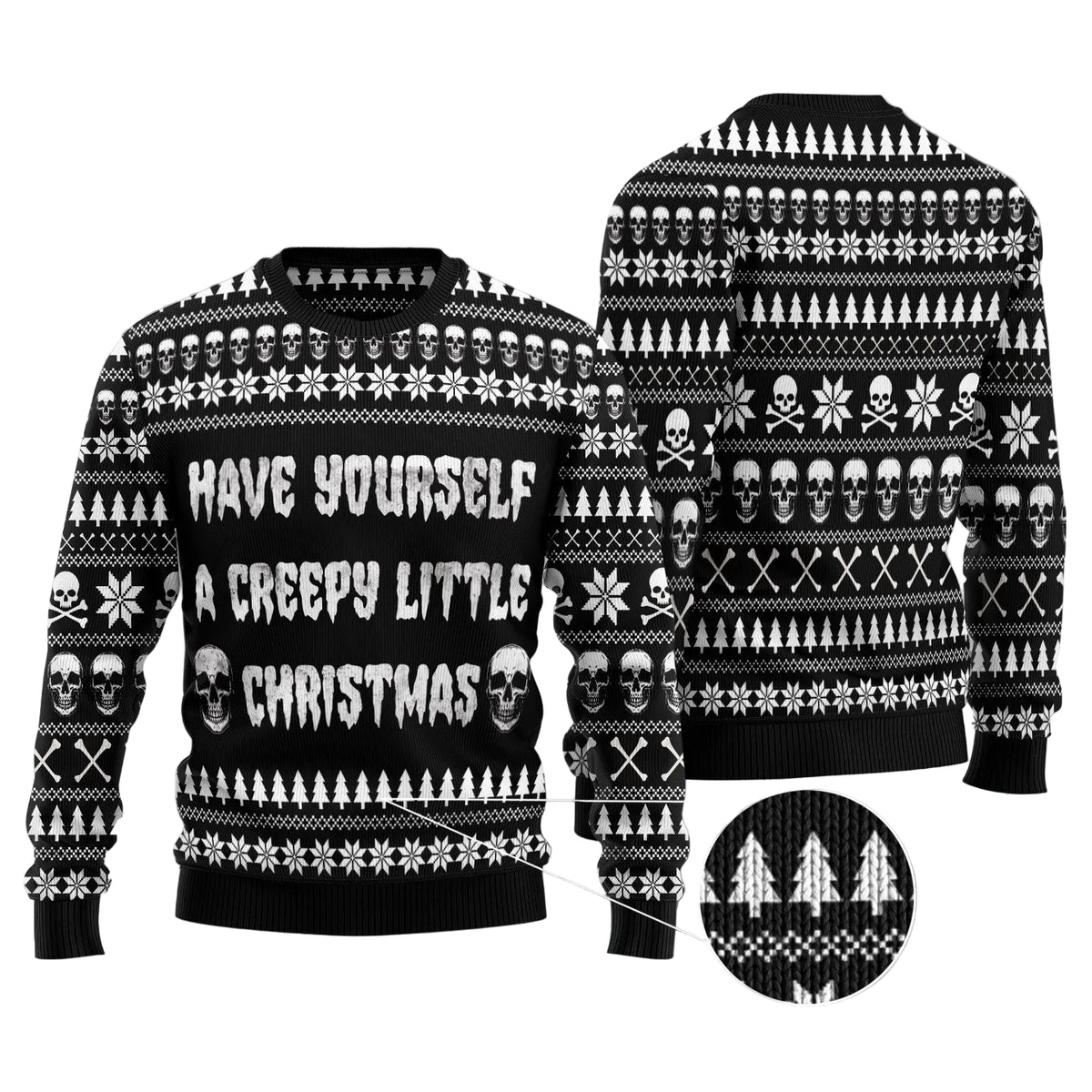 Creepy Little Christmas Ugly Christmas Sweater, Gothic Horror Holiday Pullover for Horror Fans and Spooky Art Lovers