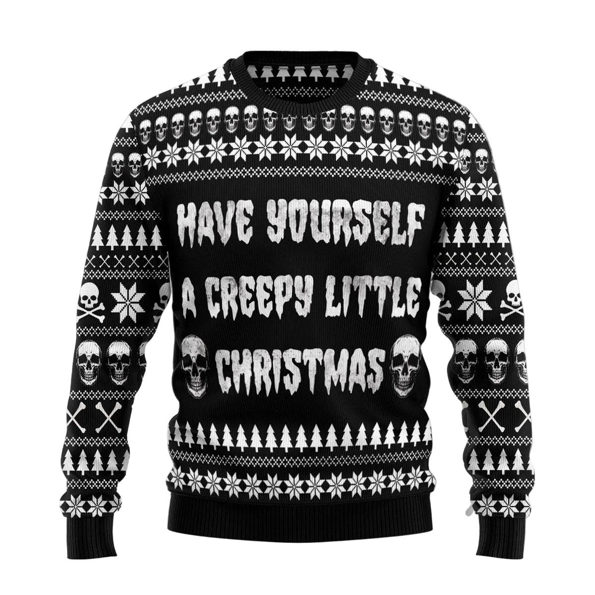 Creepy Little Christmas Ugly Christmas Sweater, Gothic Horror Holiday Pullover for Horror Fans and Spooky Art Lovers