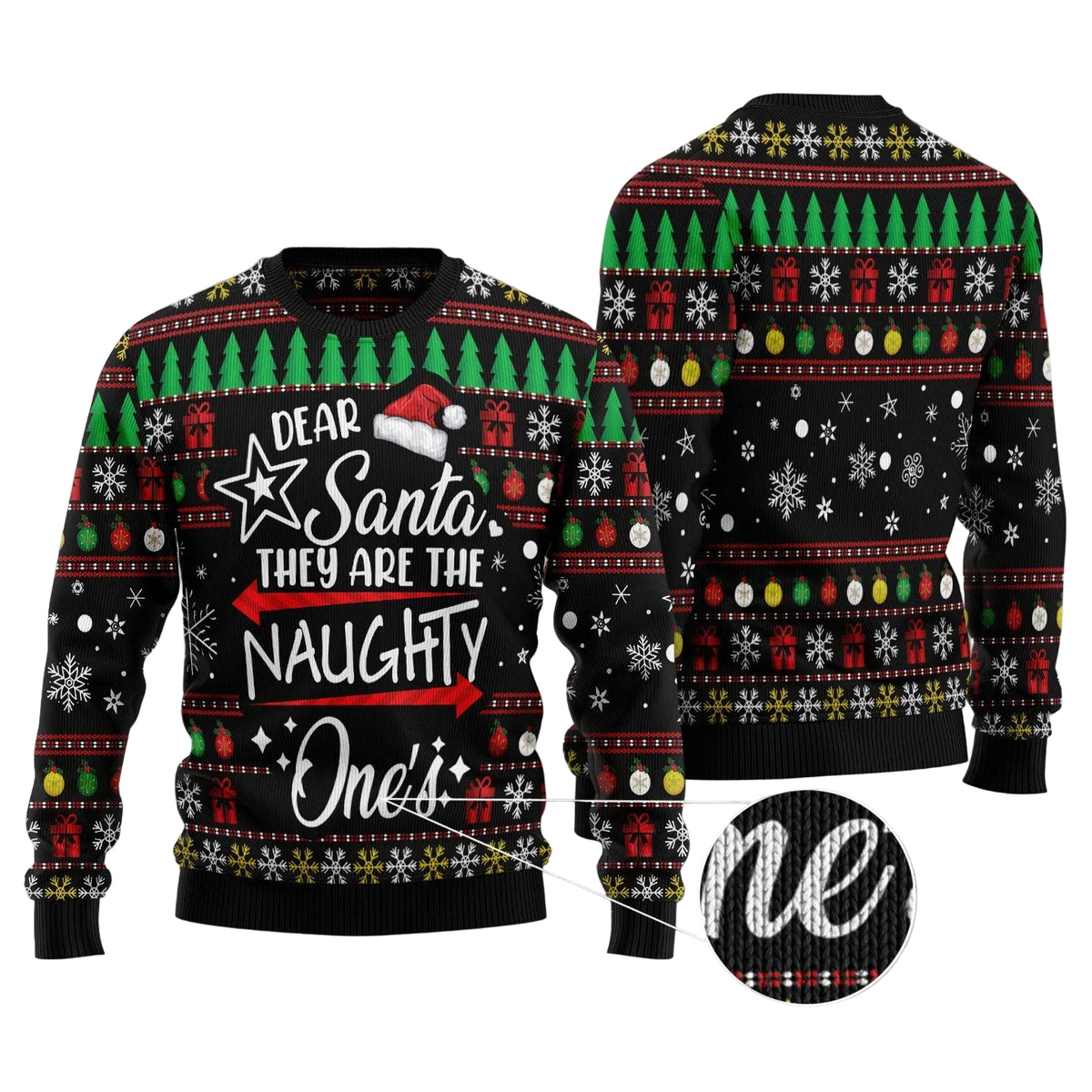 Dear Santa They Are Naughty Ones Ugly Christmas Sweater, Funny Naughty List Pullover for Parents and Holiday Humor Fans