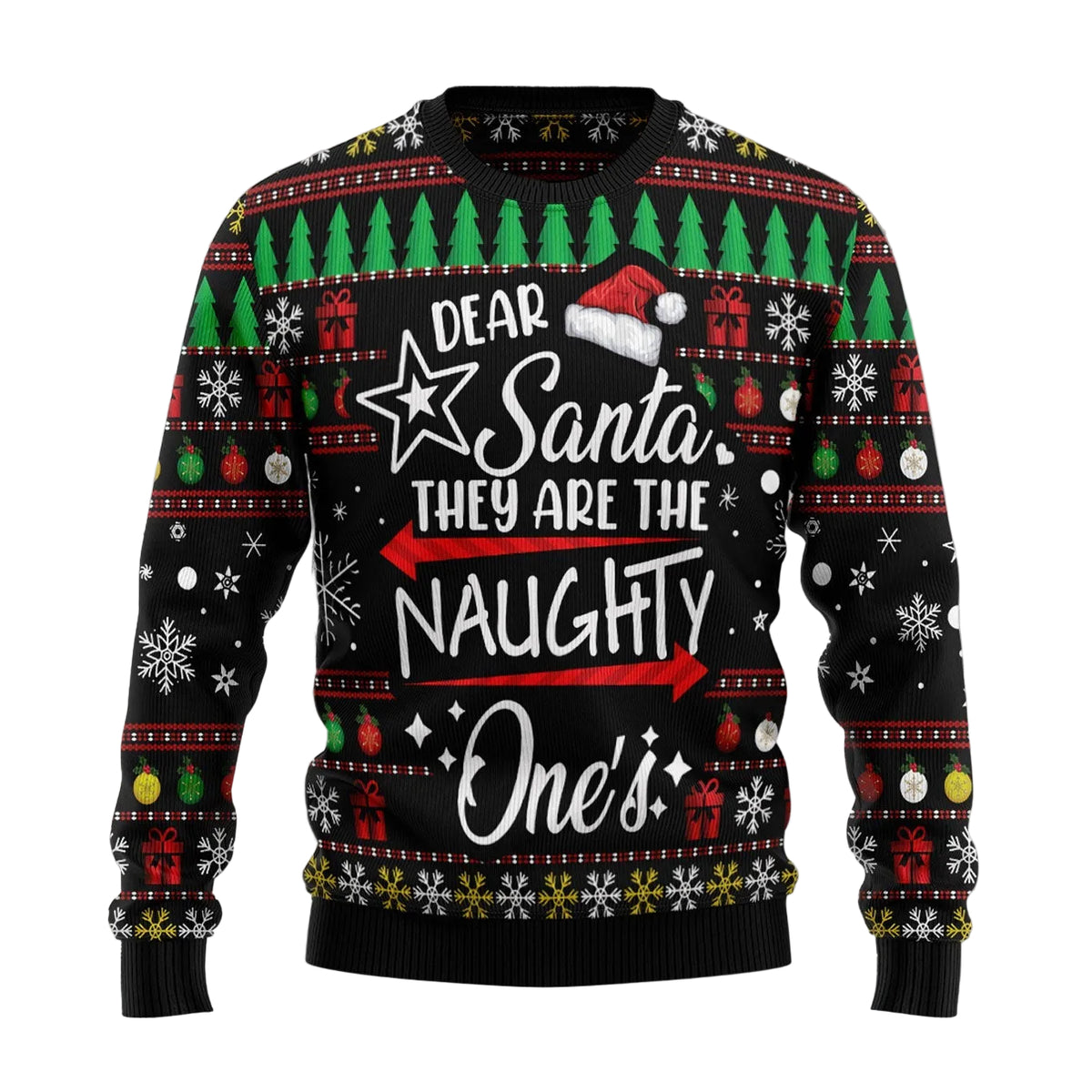 Dear Santa They Are Naughty Ones Ugly Christmas Sweater, Funny Naughty List Pullover for Parents and Holiday Humor Fans