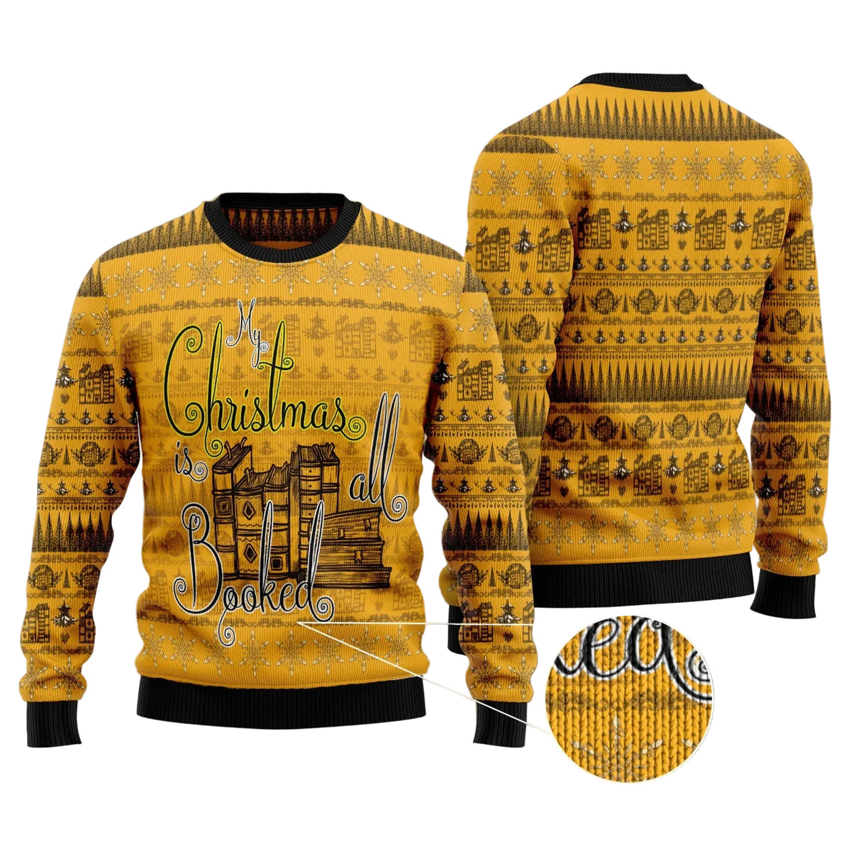 My Christmas Is All Booked Ugly Christmas Sweater, Book Lover Christmas Holiday Party Look, Fun Christmas Gift