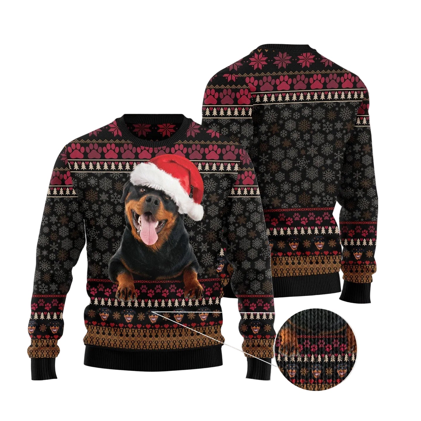 Rottweiler Christmas Ugly Christmas Sweater, Cute Rottie Dog Holiday Pullover, Christmas Party Outfit for Adults