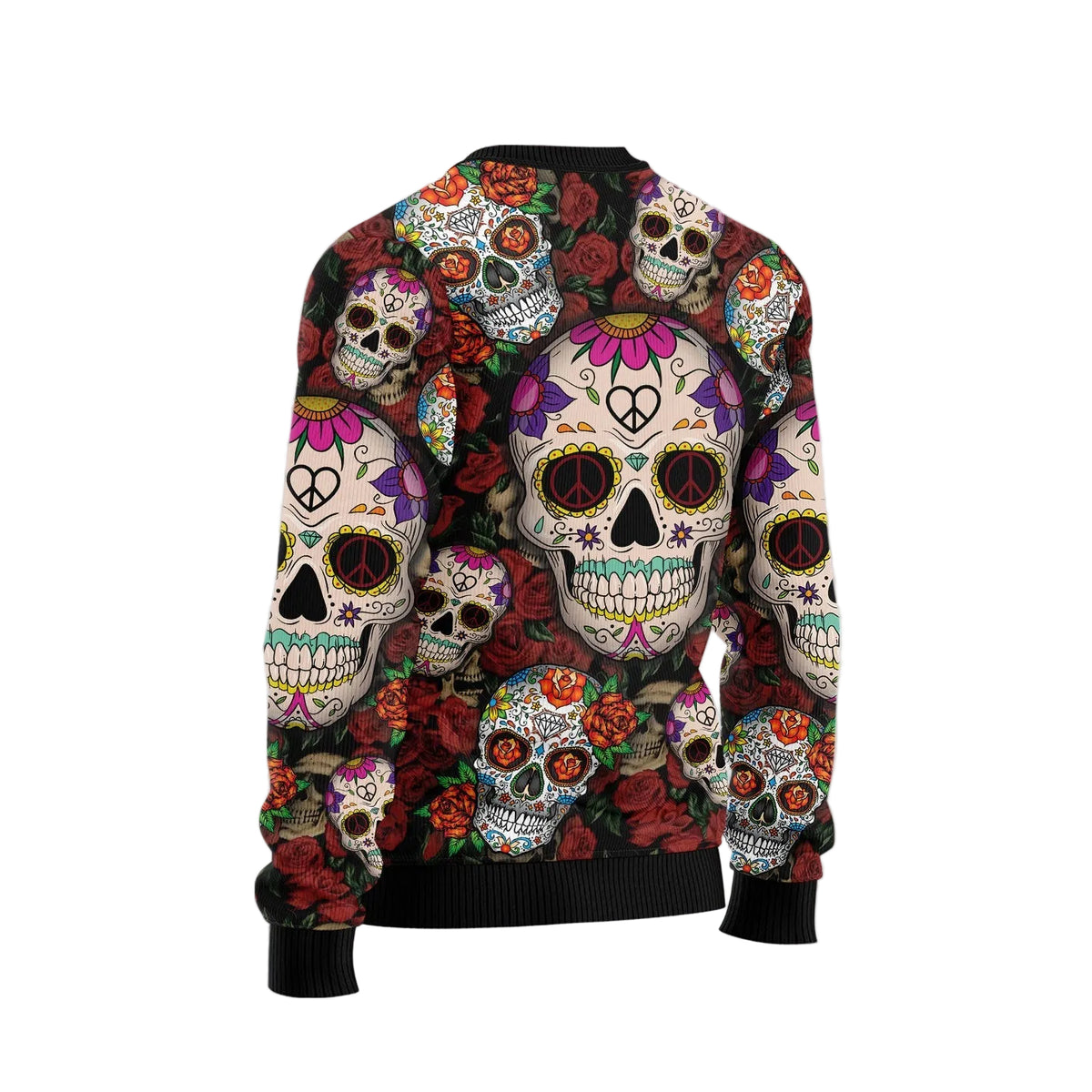 Sugar Skull Ugly Christmas Sweater | Holiday Gift for Skull Art Lovers | Festive Party Top for Skull Art Lovers
