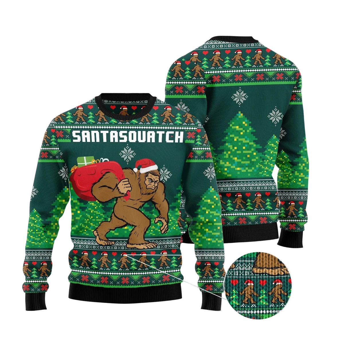 Funny Santasquatch Bigfoot Ugly Christmas Sweater, Funny Xmas Party Outfit, Gift for Bigfoot and Sasquatch Fans