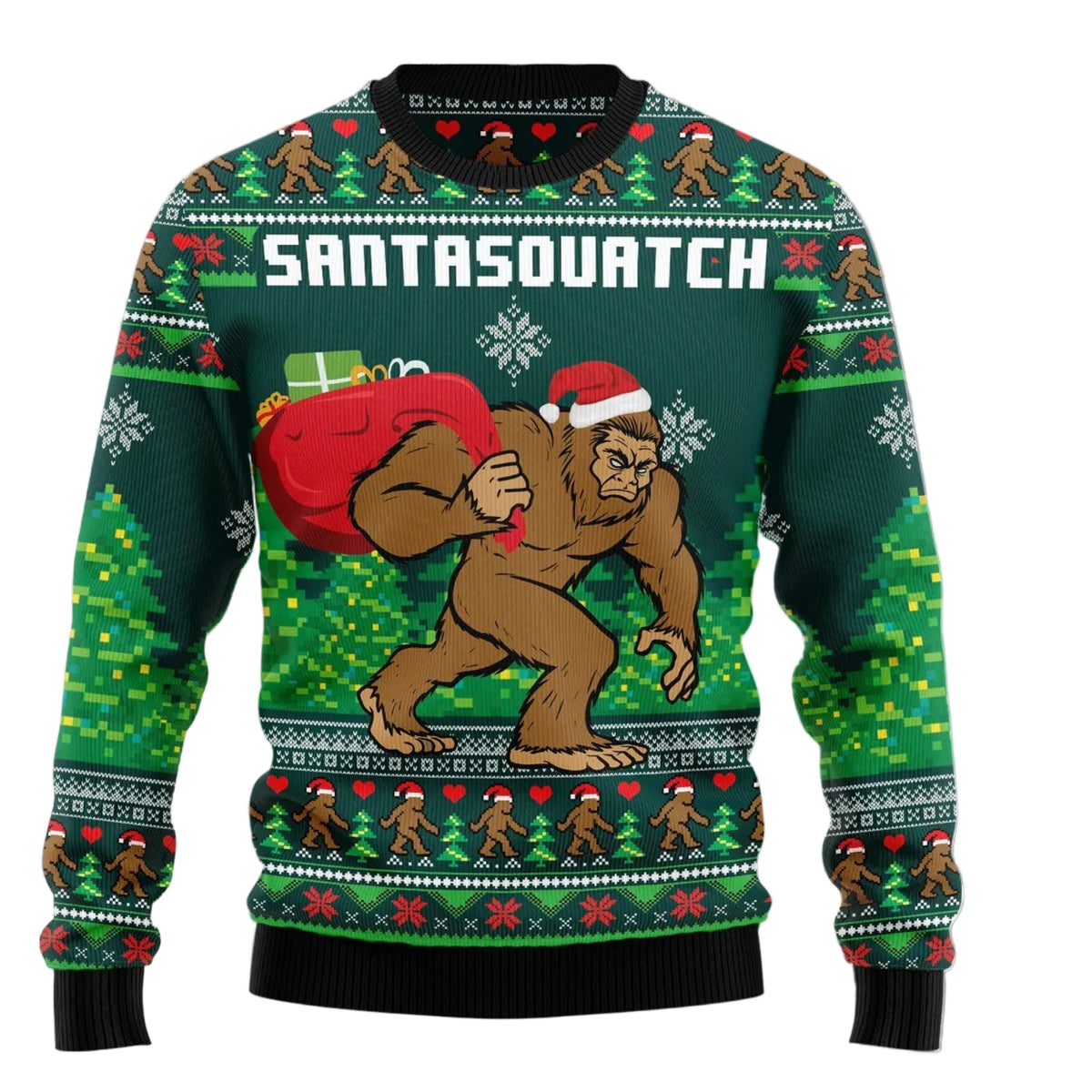 Funny Santasquatch Bigfoot Ugly Christmas Sweater, Funny Xmas Party Outfit, Gift for Bigfoot and Sasquatch Fans