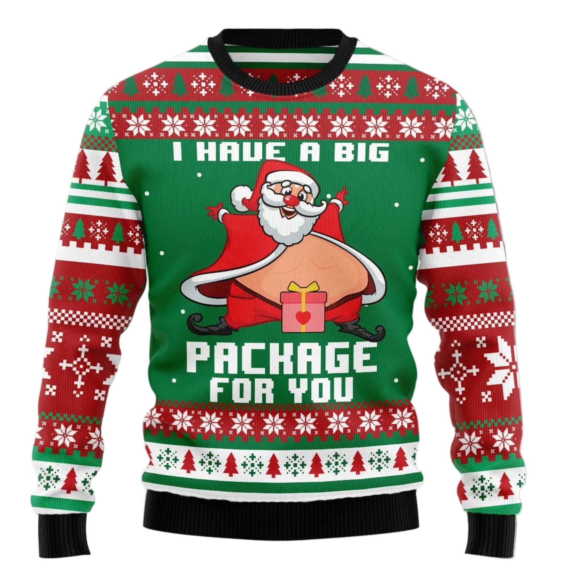I Have A Big Package For You Ugly Christmas Sweater for Men Women, Funny Holiday Party Outfit, Festive Xmas Gift
