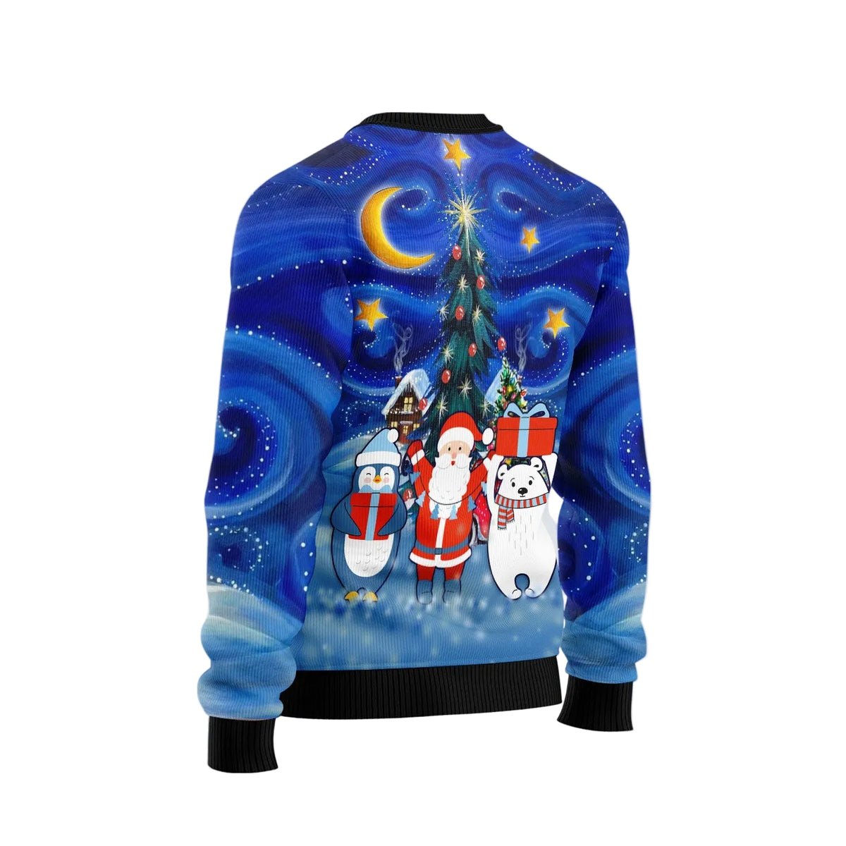 Polar Bear Santa Penguin Christmas Card Ugly Christmas Sweater, Polar Bear Penguin Christmas Holiday Outfit