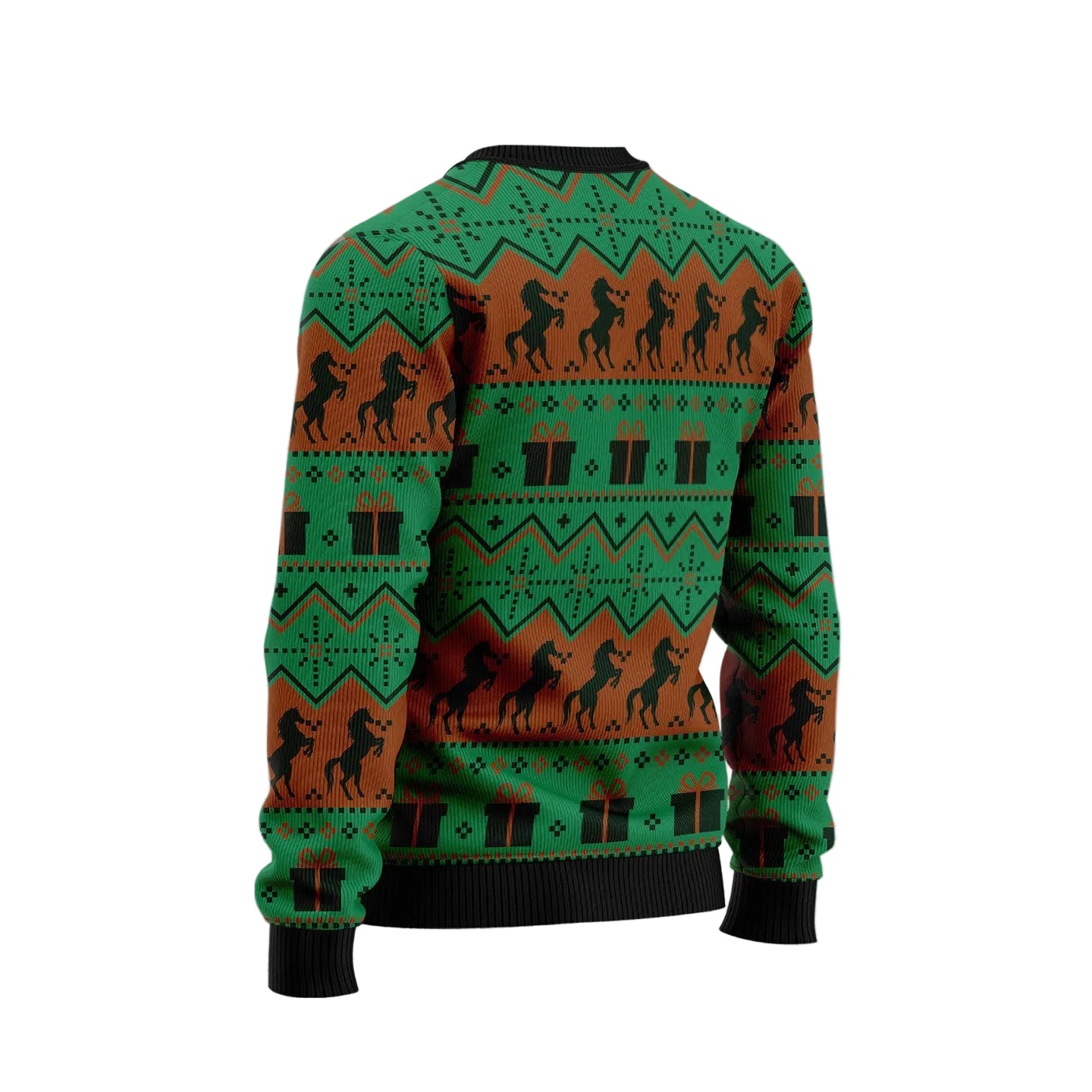 Christmas Tree Horse Ugly Christmas Sweater, Equestrian Tree Art Holiday Pullover for Horse Owners and Riding Fans