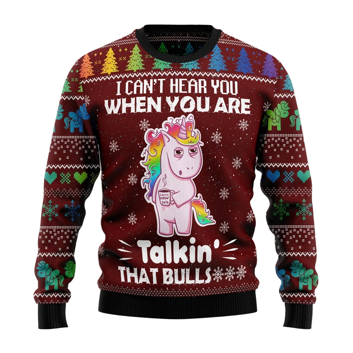 I Can't Hear You Unicorn Ugly Christmas Sweater, Funny Unicorn Holiday Print, Seasonal Gift for Unicorn Lovers