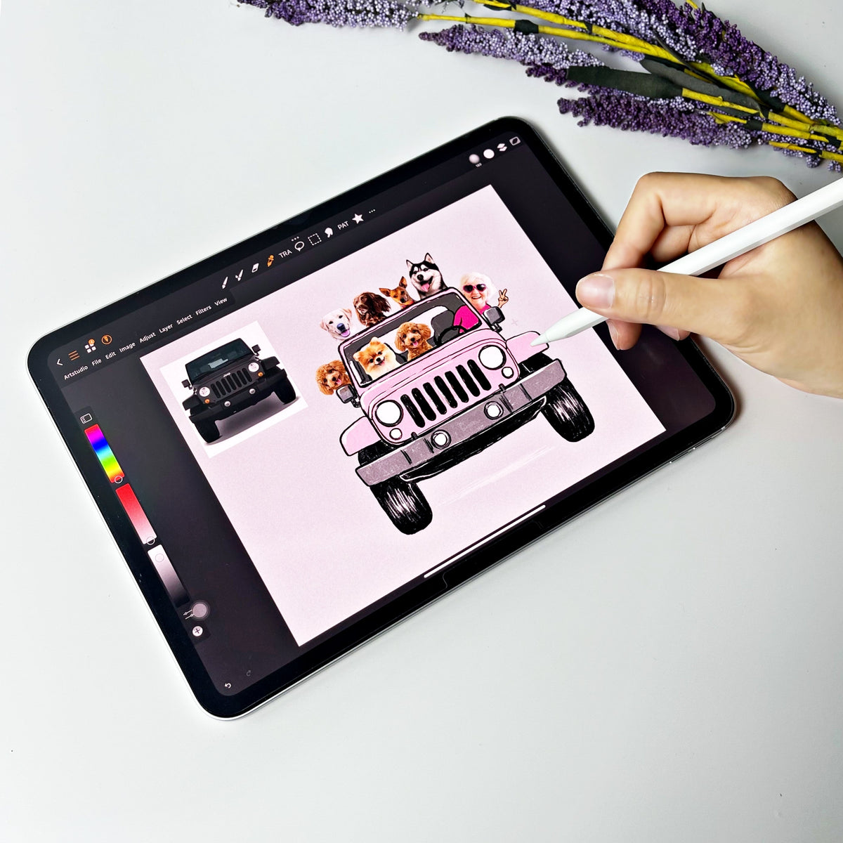 Custom Funny Pet Family Kids Photo Jeep Car Ornament