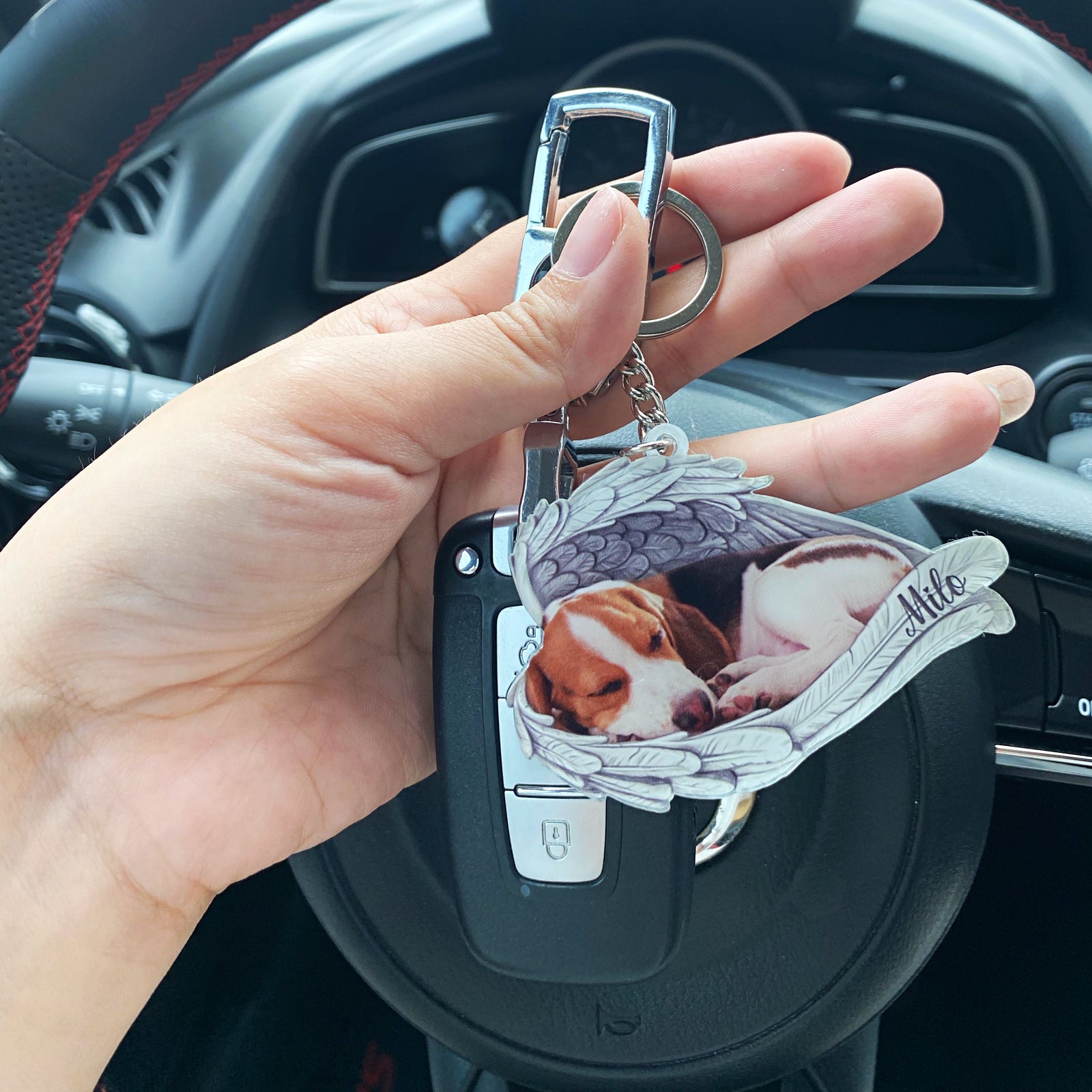 Angel Wings Pet Memorial Keychain