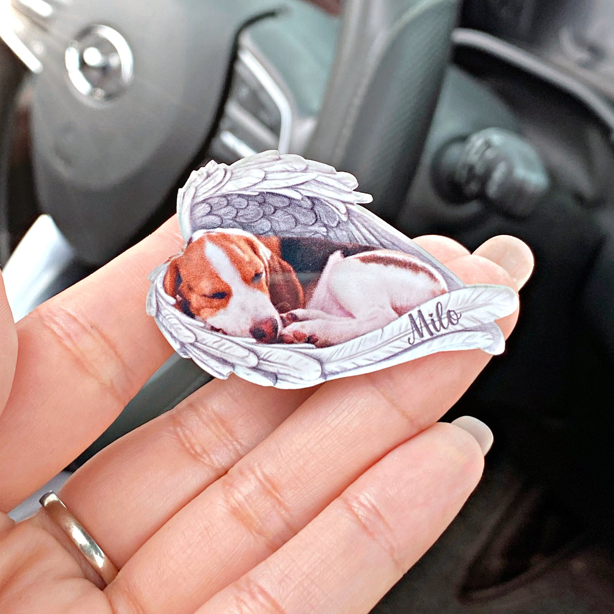 Custom Pet&#39;s Photo Angel Wings Pet Memorial Car Vent Clip