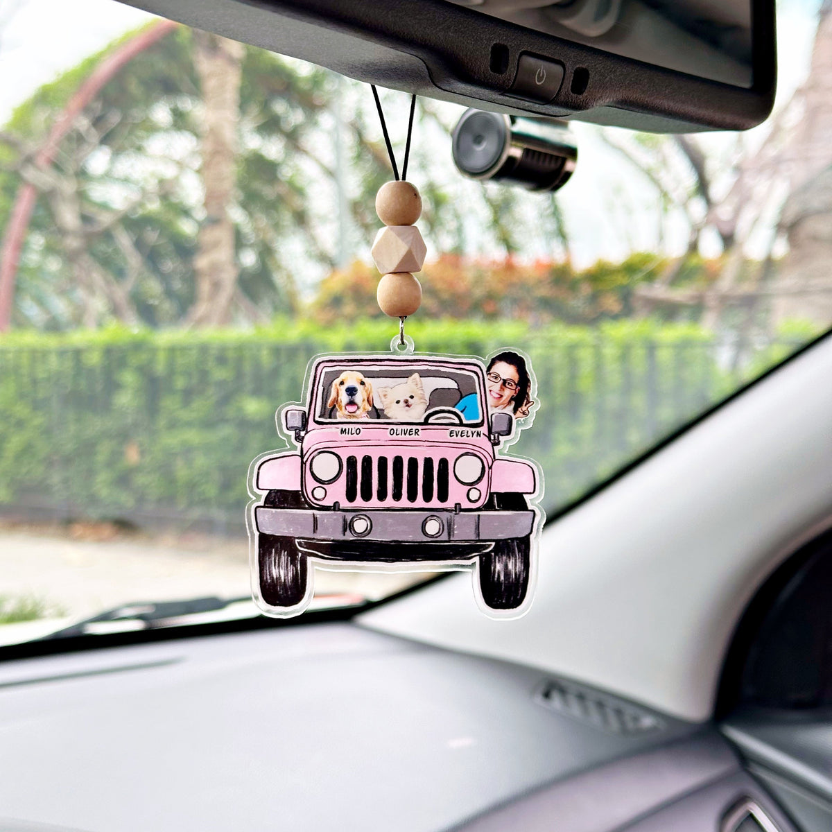 Custom Pet Family Photo Jeep Car Ornament