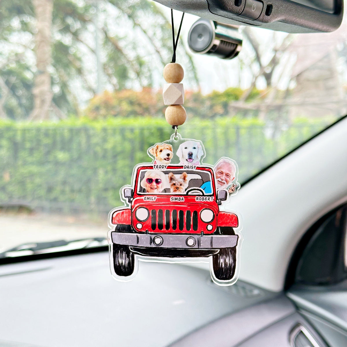 Custom Pet Family Photo Jeep Car Ornament