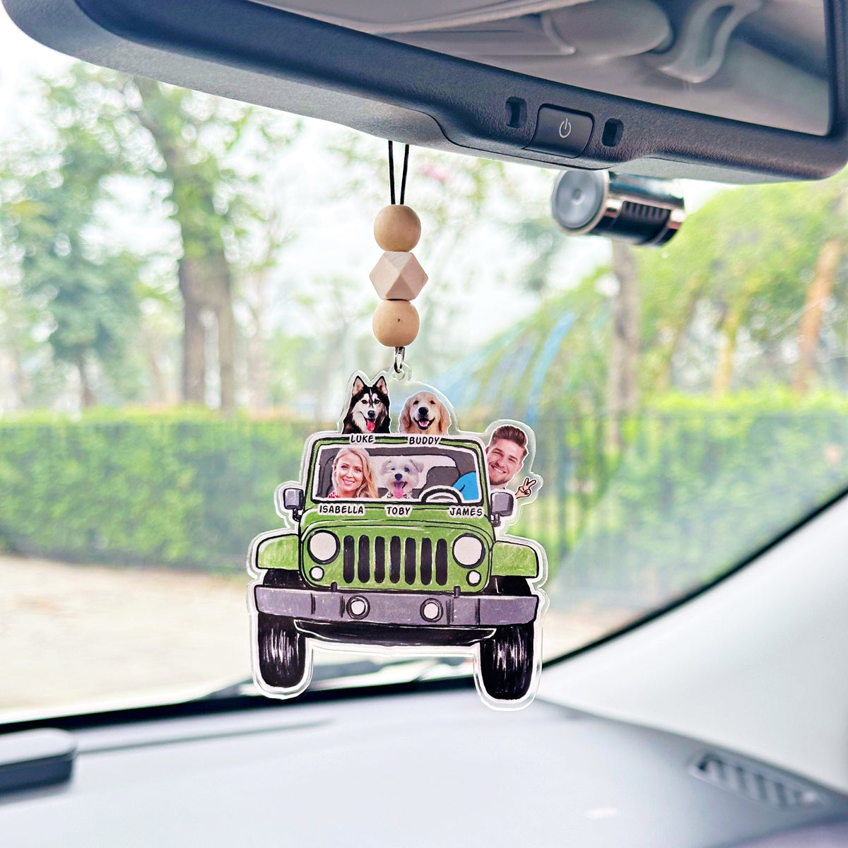 Custom Pet Family Photo Jeep Car Ornament