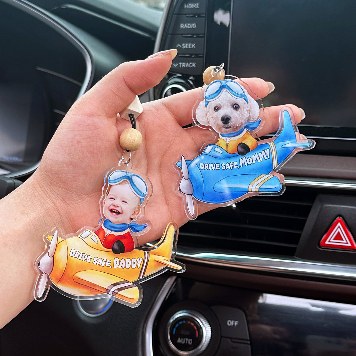 Custom Dog Pilot Baby Pilot Photo Car Ornament - Custom Dog Baby Plane Car Charm, Car Hanger