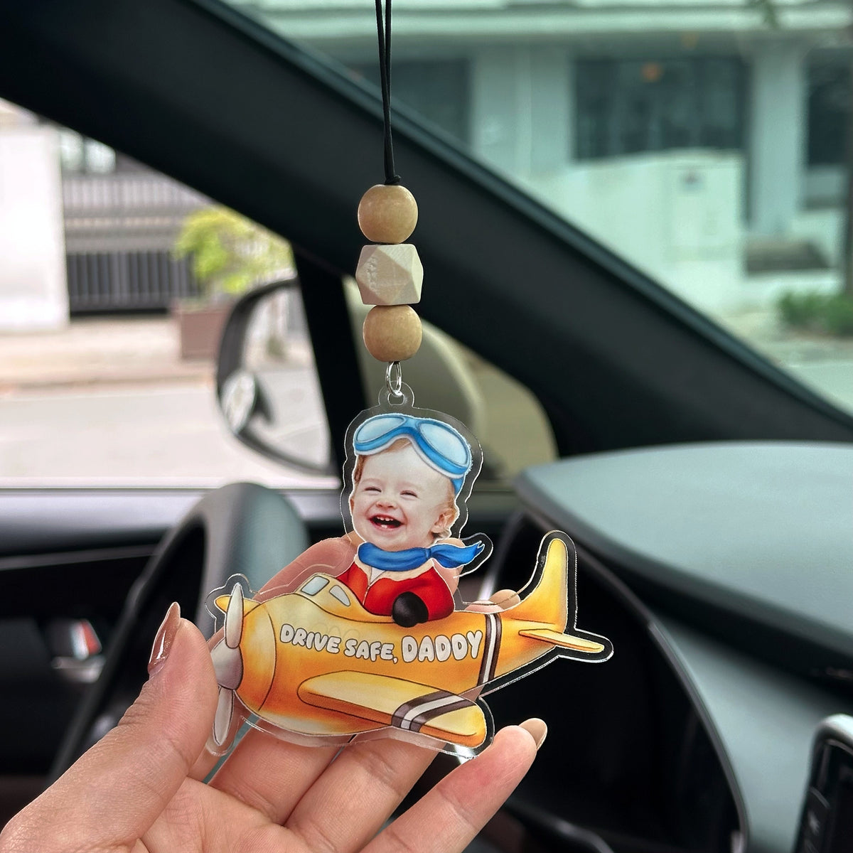 Custom Dog Pilot Baby Pilot Photo Car Ornament - Custom Dog Baby Plane Car Charm, Car Hanger