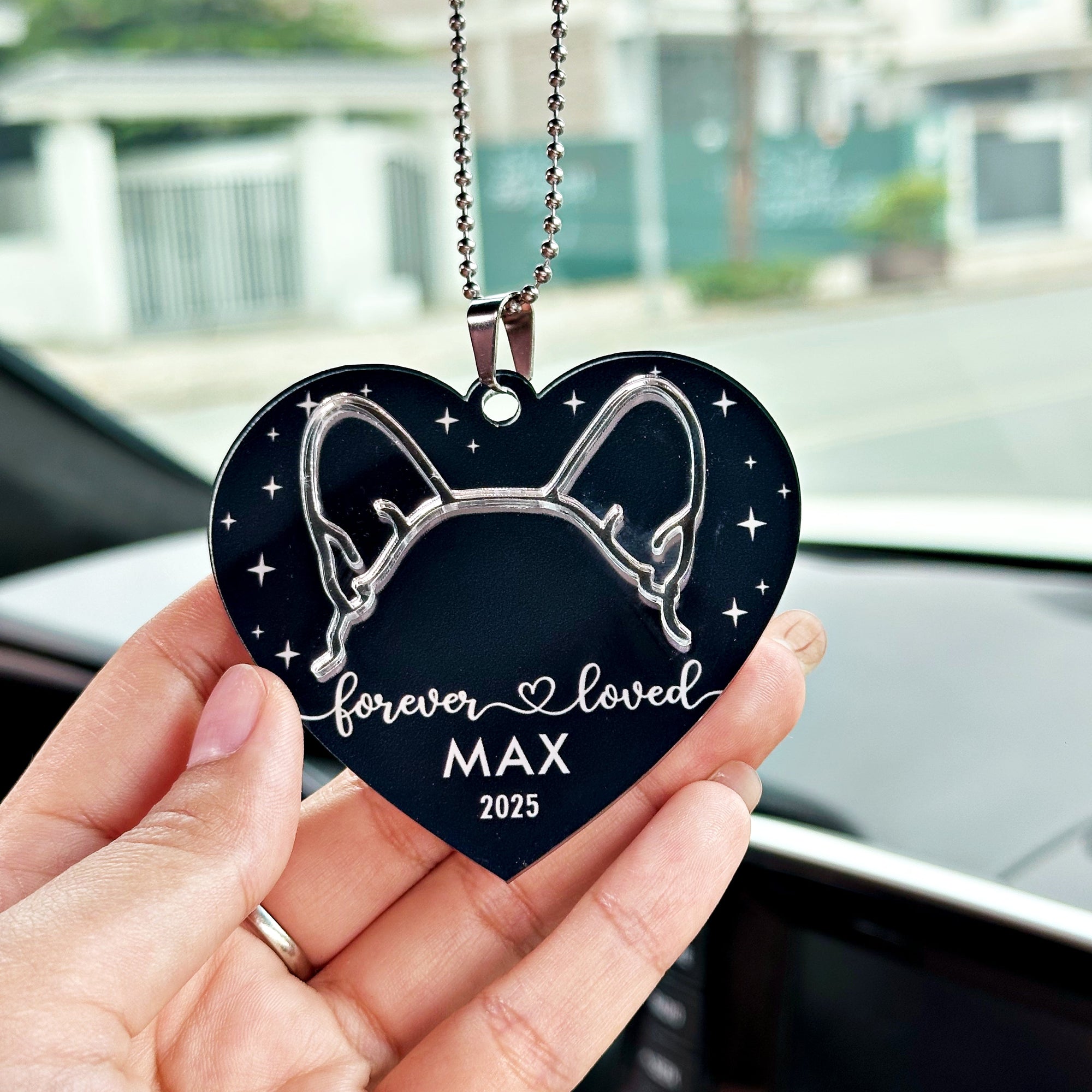 dog ear memorial car ornament