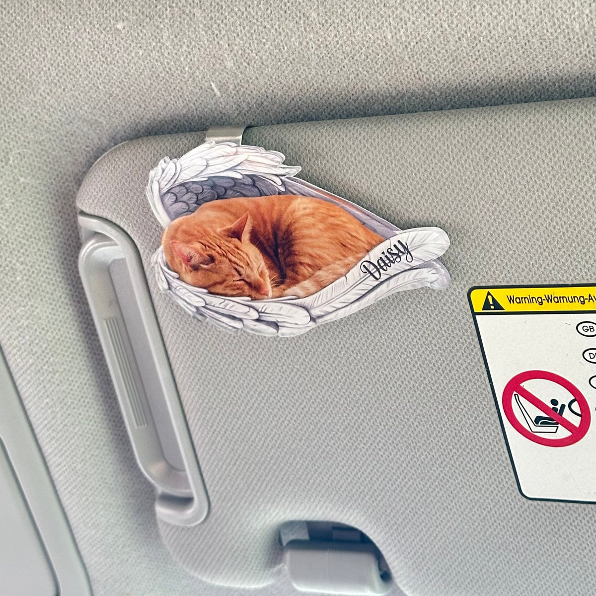 Custom Angel Wings Pet Memorial Car Visor Clip