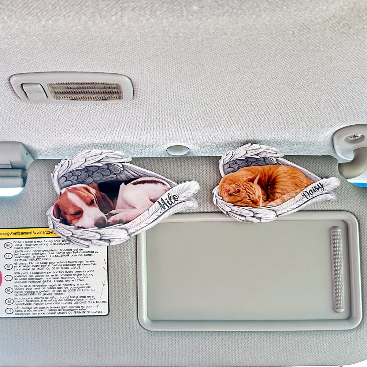 Custom Angel Wings Pet Memorial Car Visor Clip