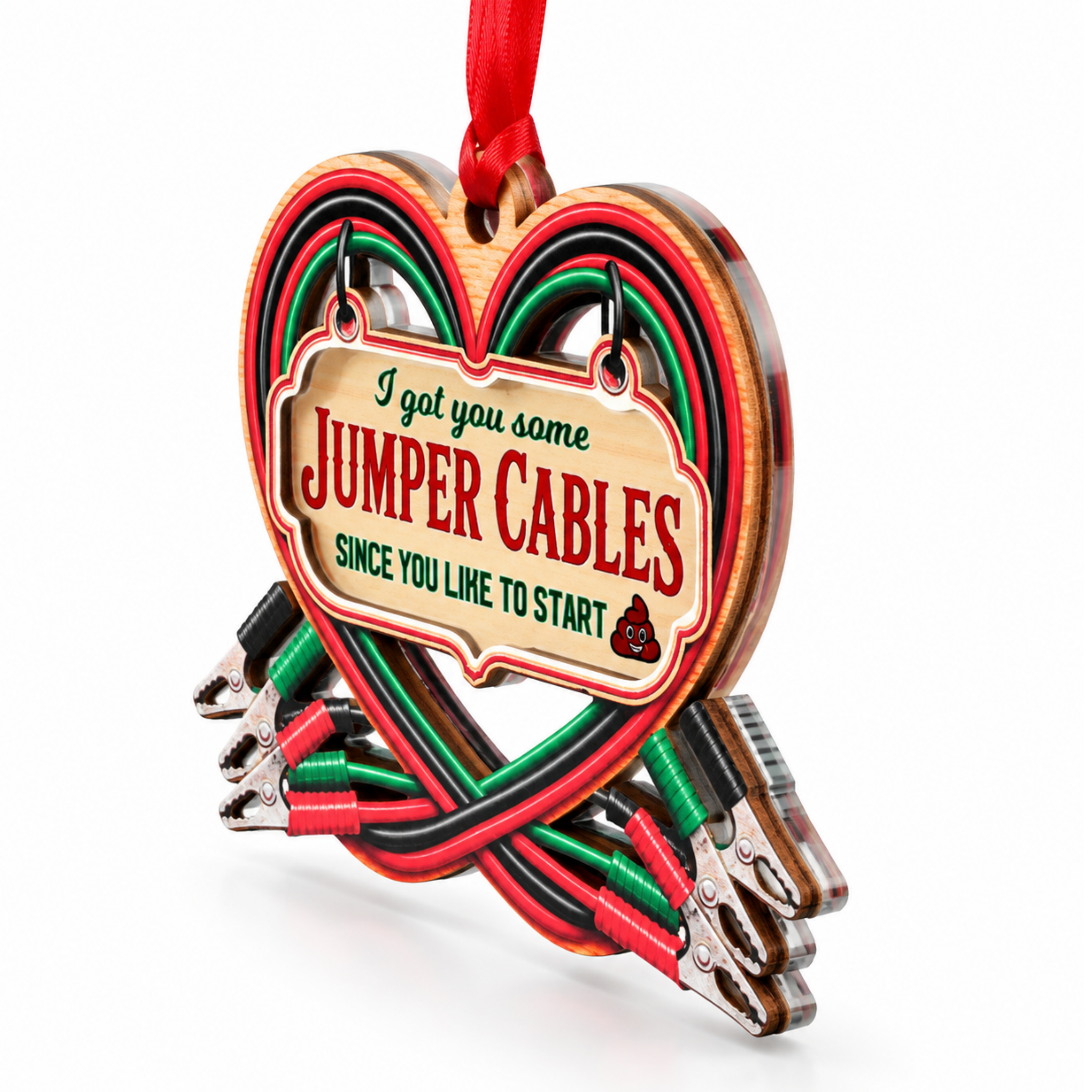 I Got You Some Jumper Cables Christmas Ornament 2026, Funny Gift for Friend Coworker Family, Wood & Acrylic Gift