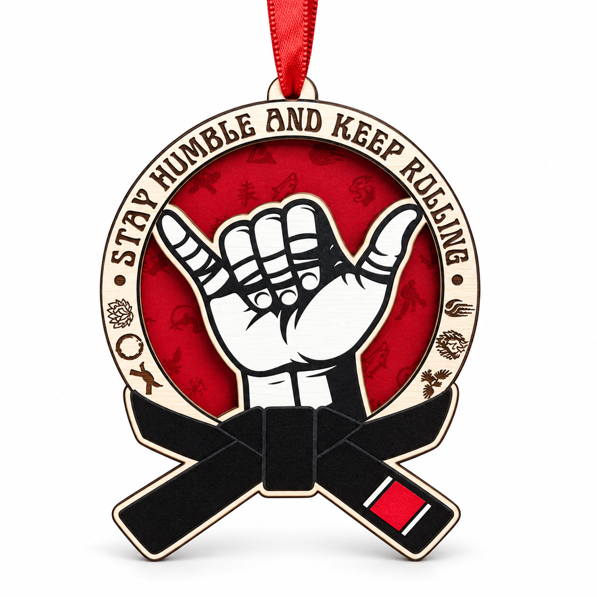 Brazilian Jiu Jitsu Christmas Ornament, Wood and Acrylic Tree Decor, Unique BJJ Gift for Players, Fighters, Instructors and Martial Arts Lovers