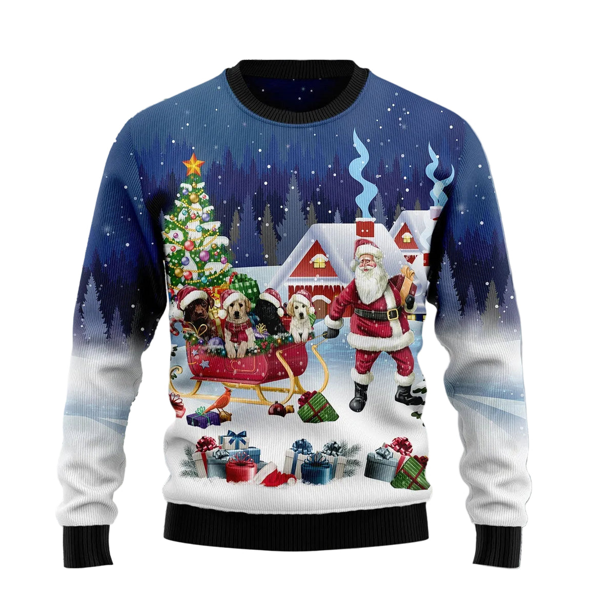 Labrador Retriever Santa Sled Ugly Christmas Sweater, Holiday Party Pullover for Men and Women, Gift for Labrador Owners