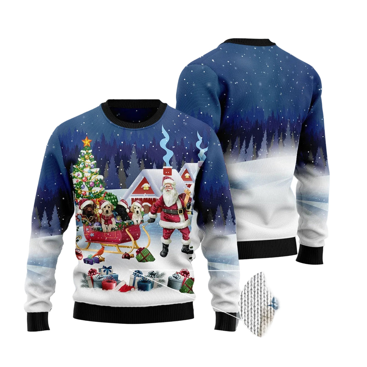 Labrador Retriever Santa Sled Ugly Christmas Sweater, Holiday Party Pullover for Men and Women, Gift for Labrador Owners