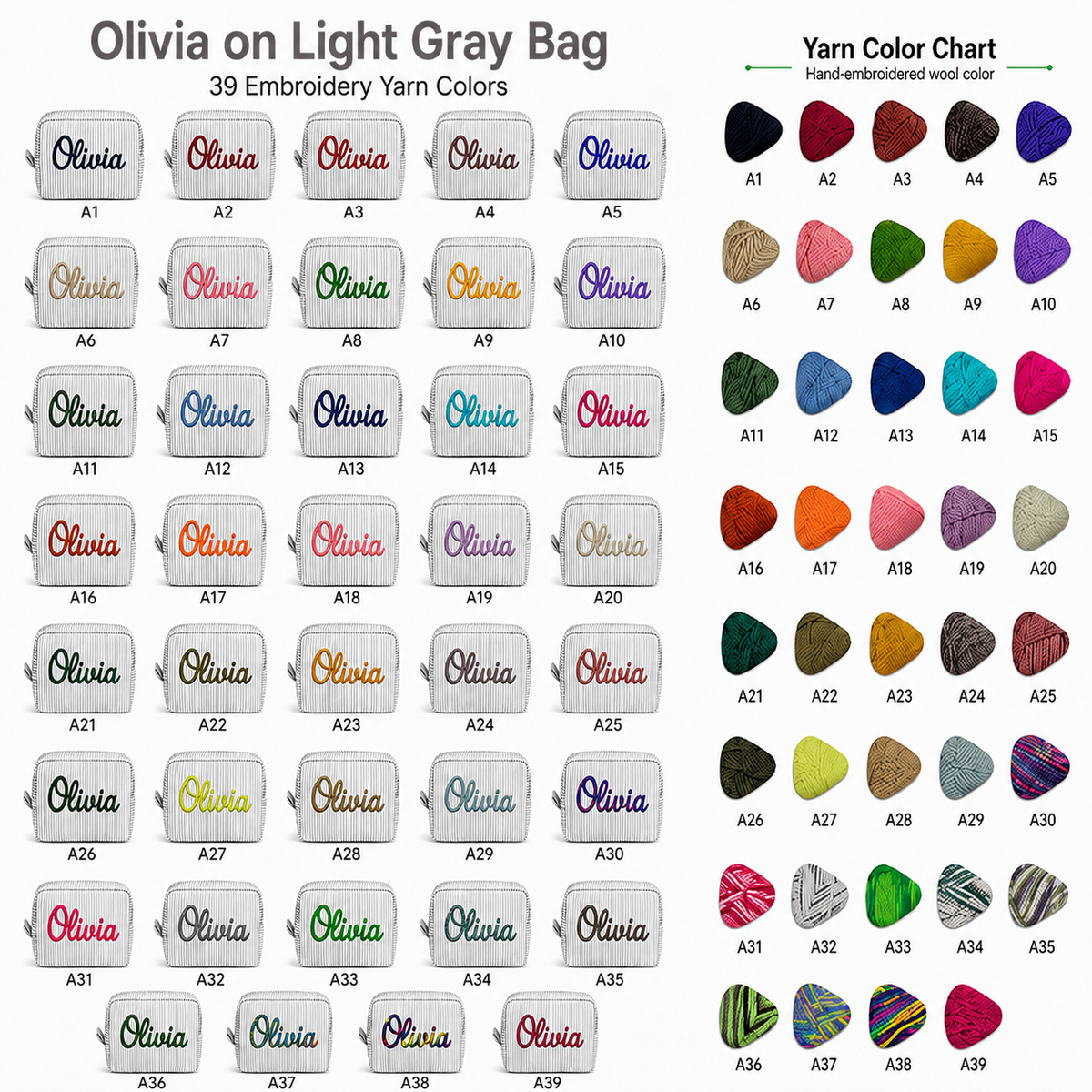Personalized Seersucker Makeup Bag with Embroidered Name, Custom Cosmetic Travel Bag for Women & Girls