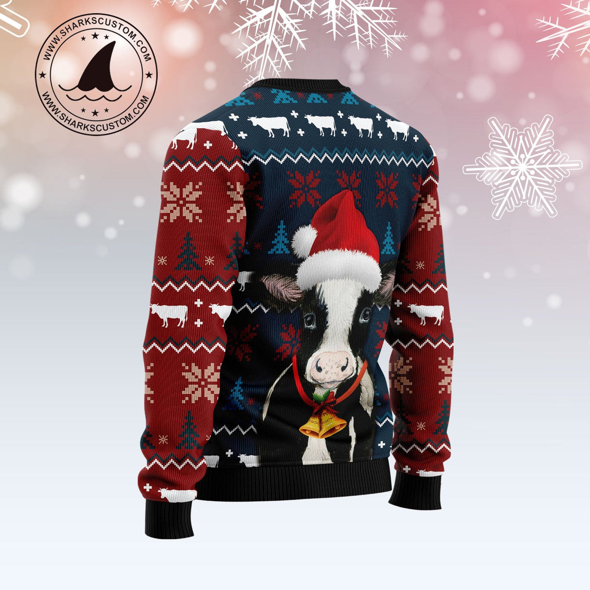 Lovely Cow Ugly Christmas Sweater, Cute Farm Cow Holiday Pullover for Cow Lovers and Farm Animal Fans, Xmas Gifts