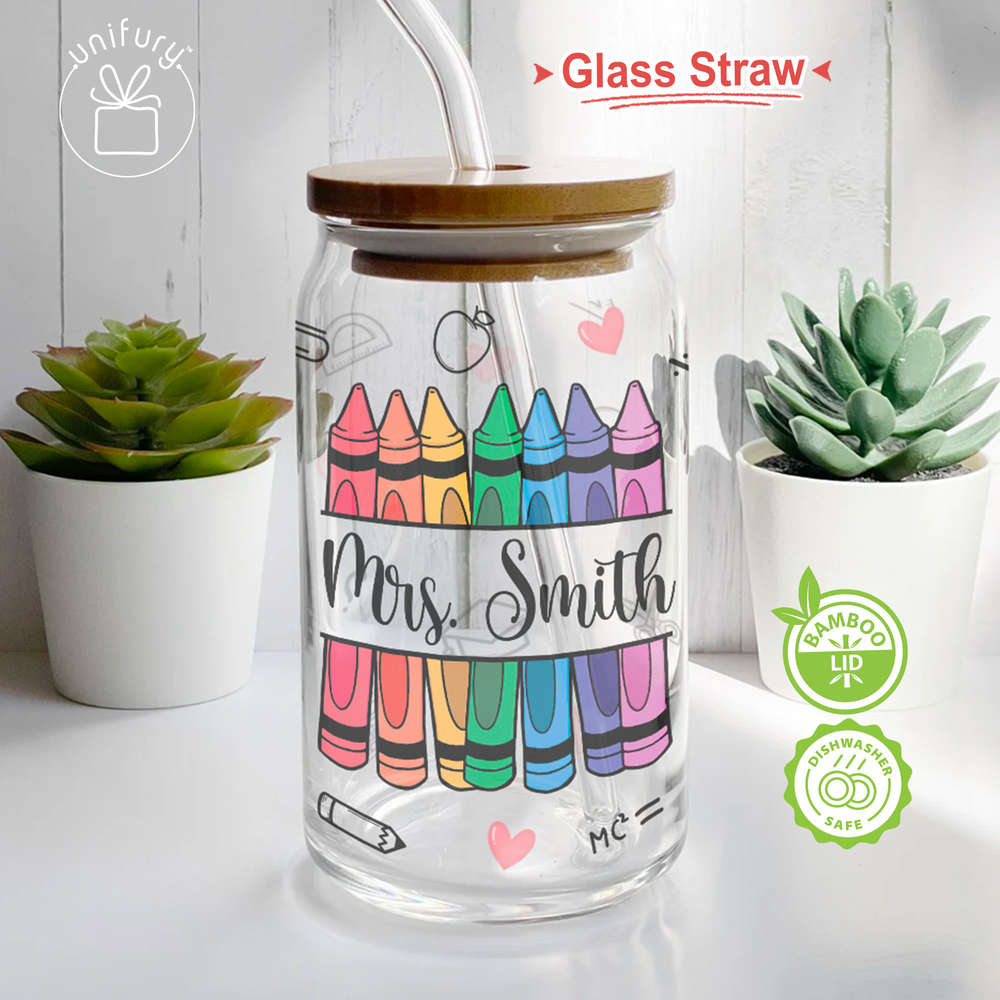 Custom Glass Can Tumbler with Lid & Straw – Achy Smile Shop