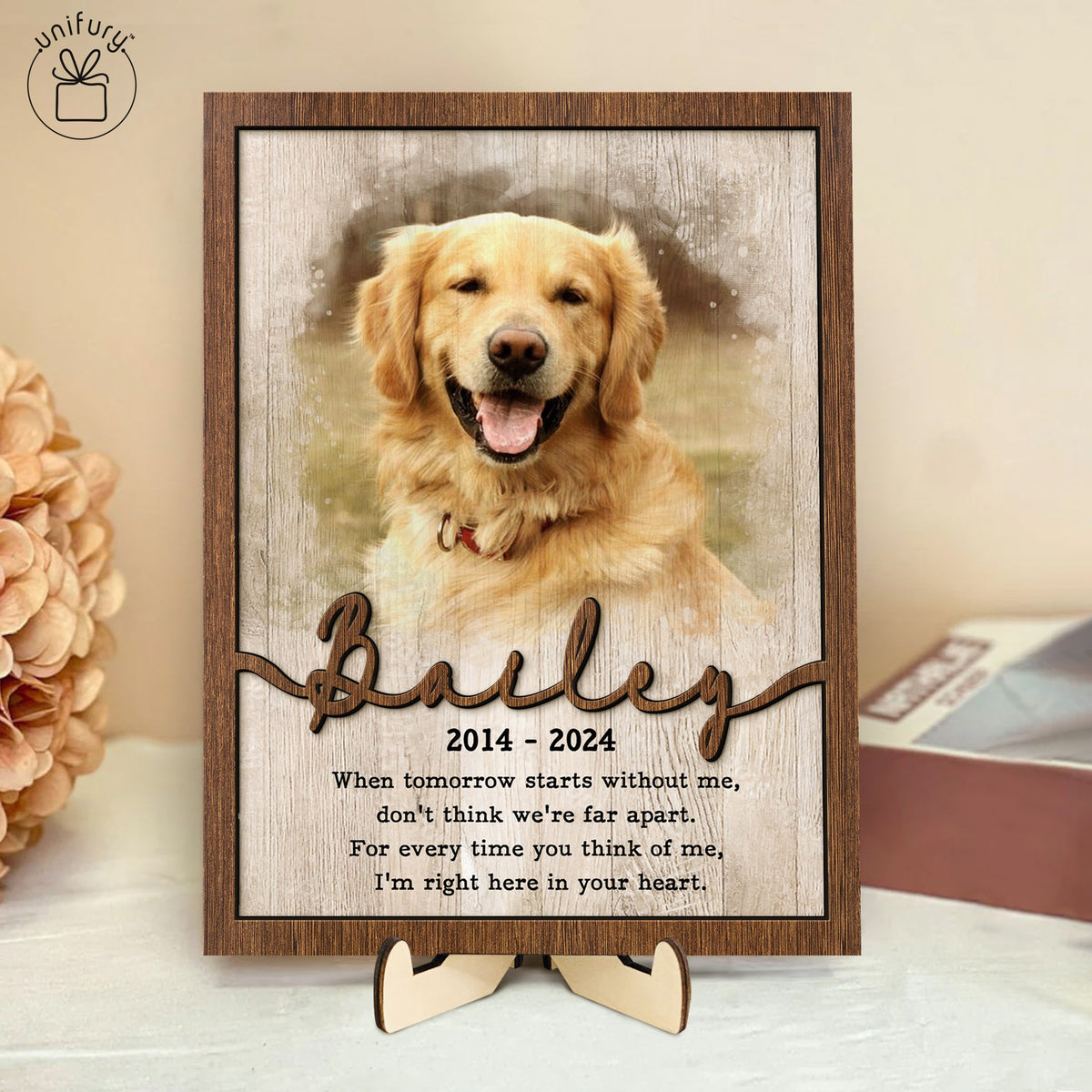 I&#39;m Right Here In Your Heart Wooden Sign - Personalized Pet Memorial Gift