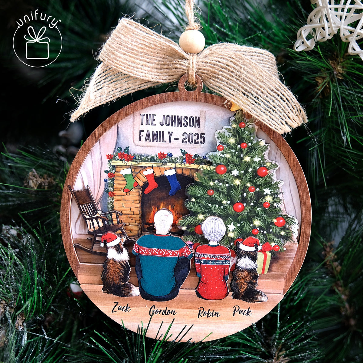 Personalized 3D Wooden Ornament - Christmas Gifts For Family, Dog Cat Lovers