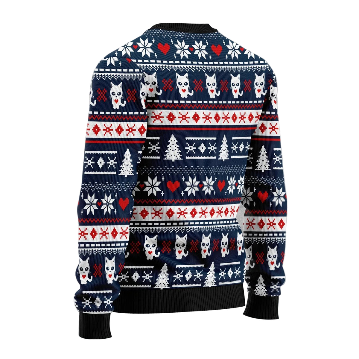 Meowy Catmas Ugly Christmas Sweater, Funny Cat Pun Holiday Pullover for Kitty Lovers, Fun Xmas Party Clothing